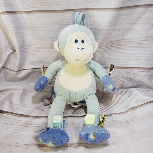 Taggies Blue Monkey Plush Musical Pull Crib Toy Velour 13 Inch Mary Meyer Baby - Picture 10 of 10